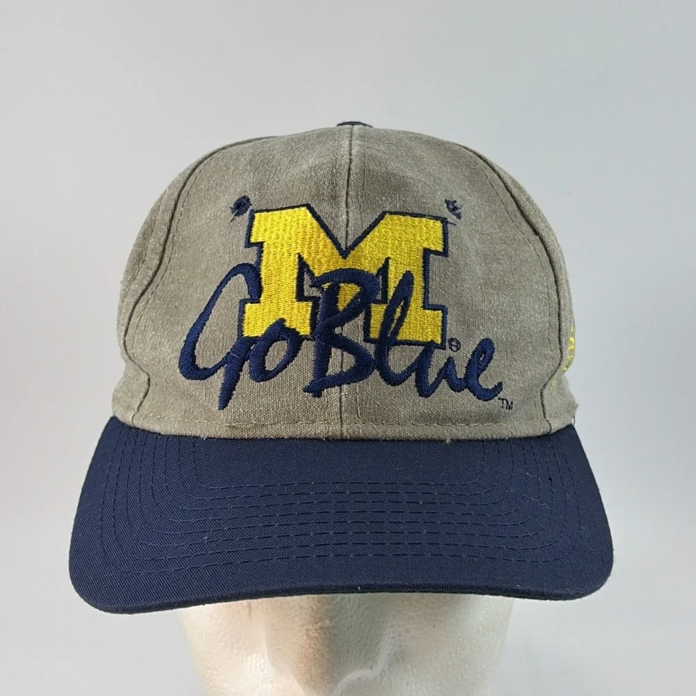 Vintage Michigan Wolverines Hat Cap Snap Back The Game Block M Go Blue 80's